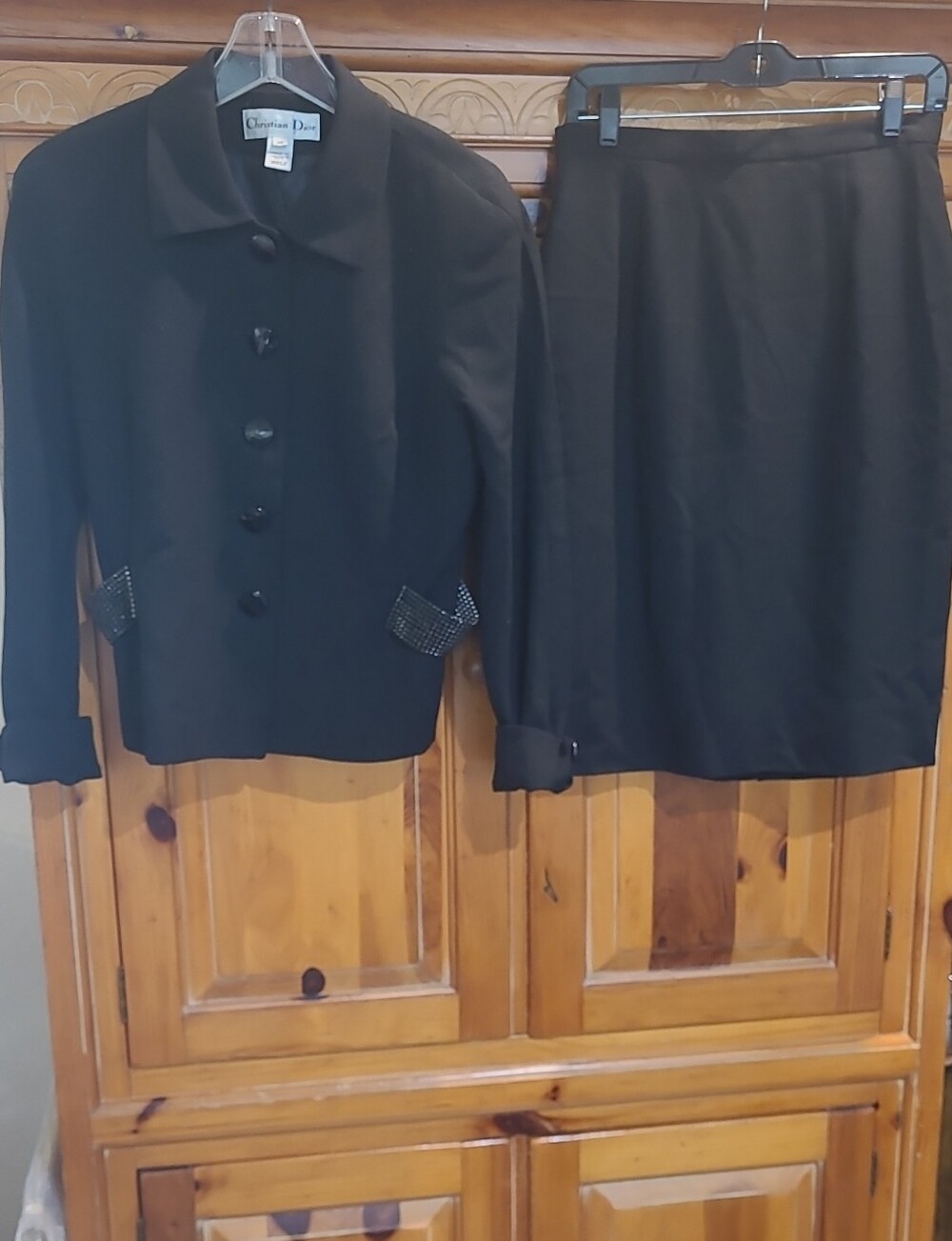 CHRISTIAN DIOR Black Women's Pencil Skirt with Coordinating Jacket